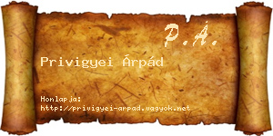 Privigyei Árpád névjegykártya